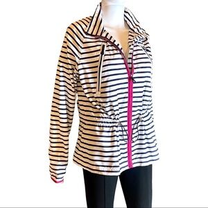 LAUREN RALPH LAUREN blue/white striped utility windbreaker Jacket, Size M